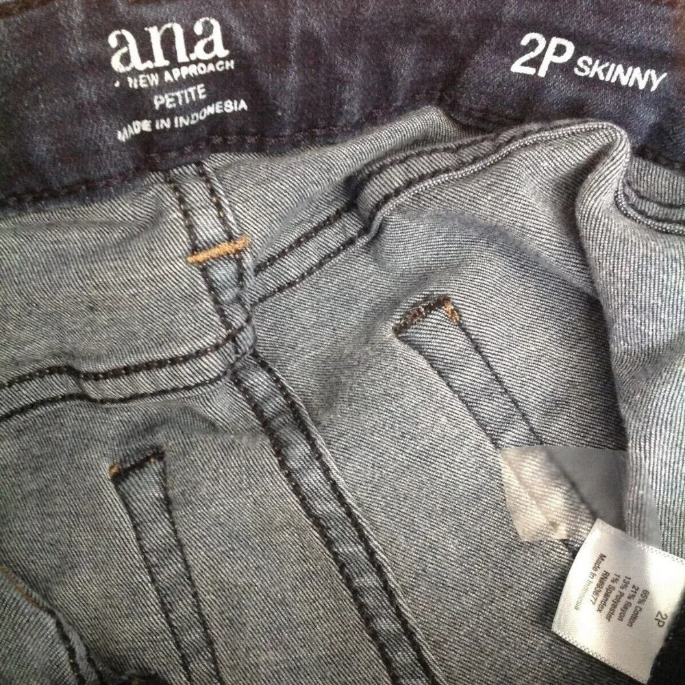 a.n.a A NEW APPROACH LOW RISE SKINNY JEANS WOMEN 2P PETITE DARK STRETCH DENIM